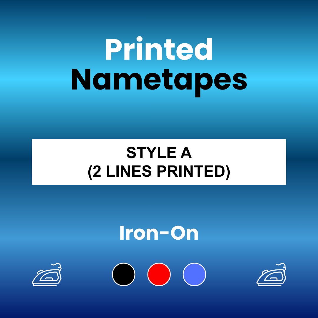 Printed Nametape Style A - 2 Lines - IRON ON