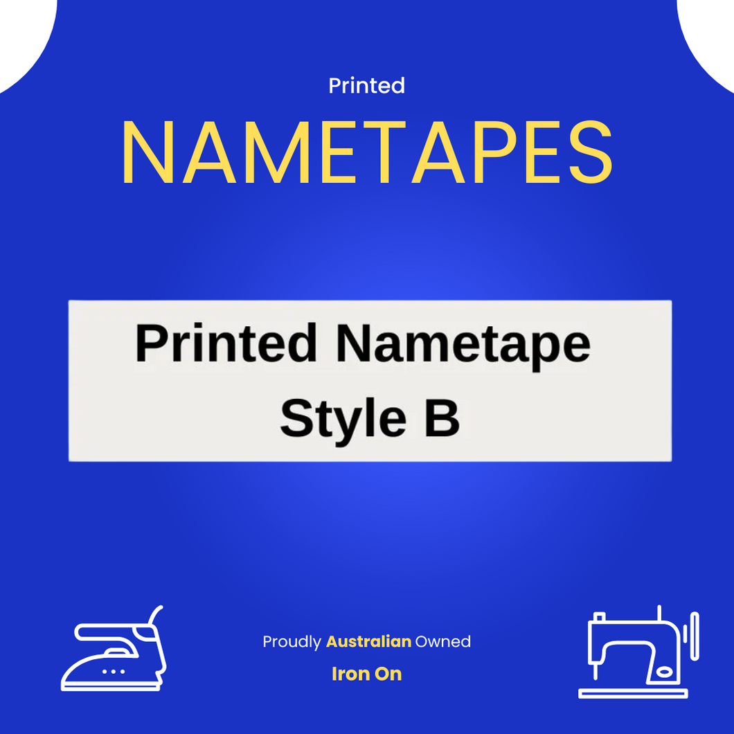 Printed Nametape Style B - 2 Lines - IRON ON
