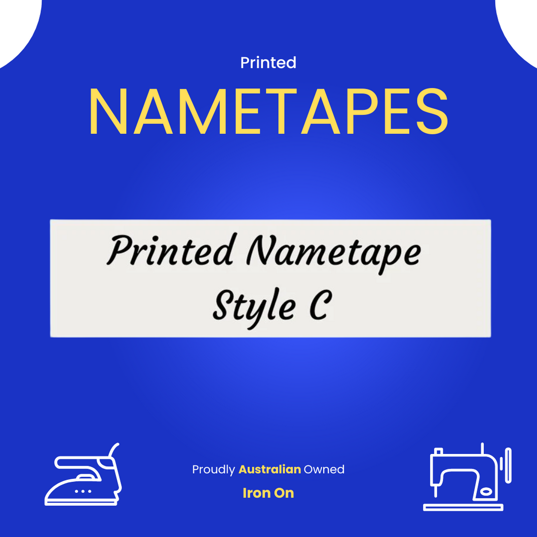 Printed Nametape Style C - 2 Lines - IRON ON