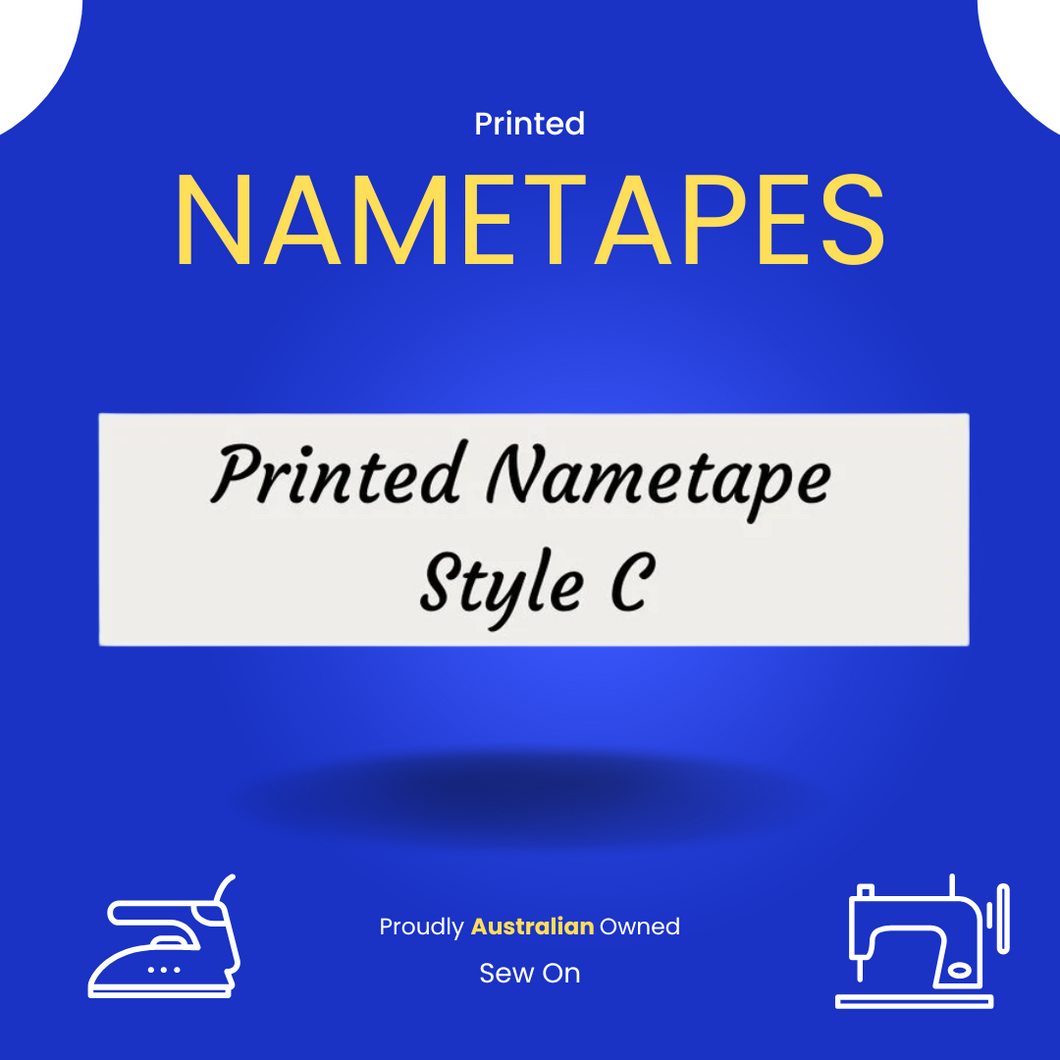 Printed Nametape Style C - 2 Lines - IRON ON